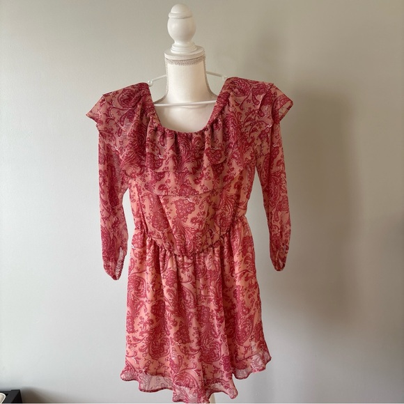 Express Pants - Pink Paisley Chiffon Dress